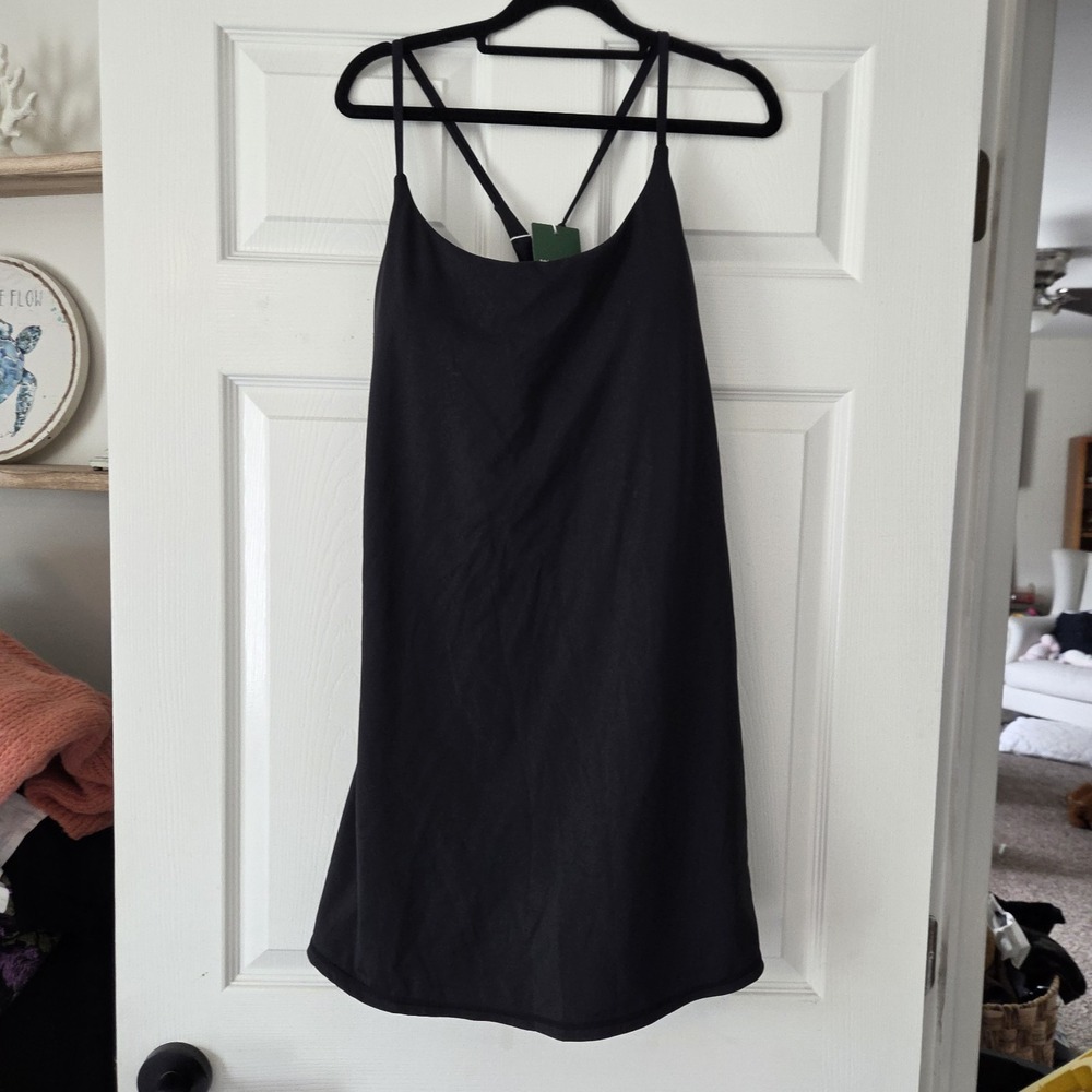 Halara Black Athletic Dress XL NWT Built In Shorts Bra Strappy Tennis Workout